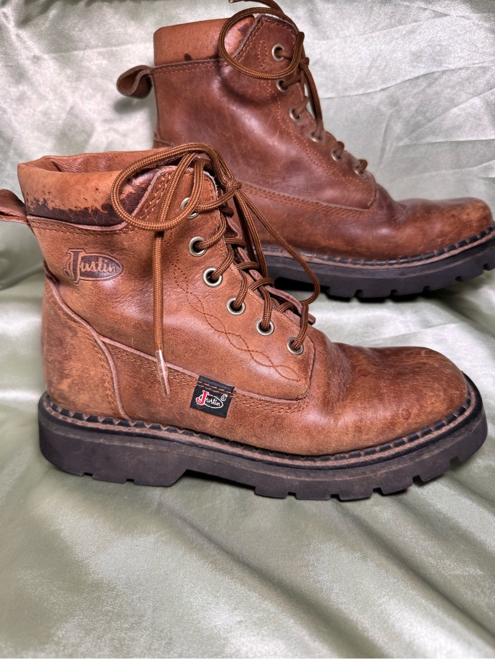 Vintage Justin Leather Lace Up Kiltie Roper Boots L0803 US Women's 6